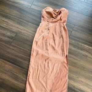 Superdown Rose Gold High Slit Dress - Size Small